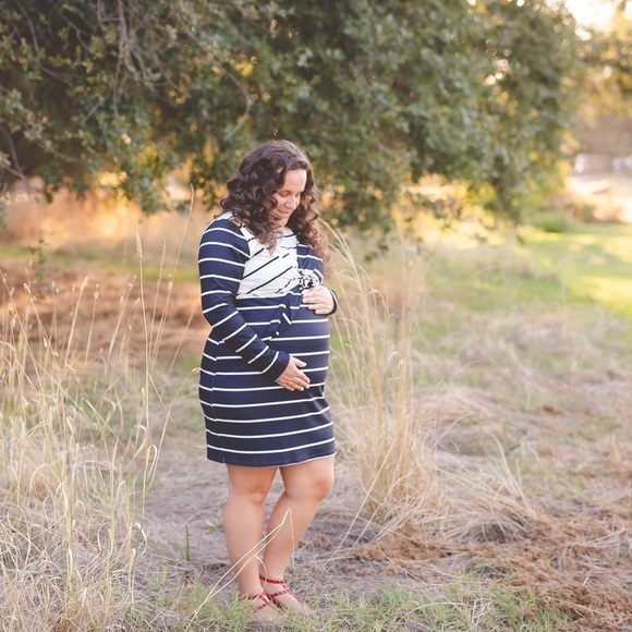 ASOS Maternity Nursing Knot Front Dress Stripe 16 - Picture 1 of 7